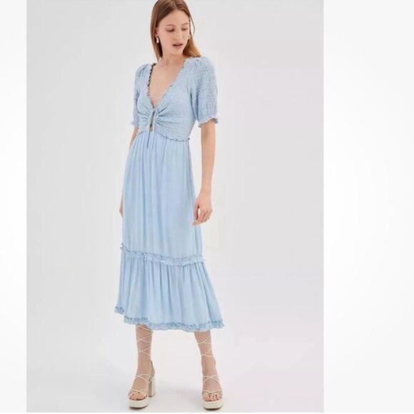 NWT Urban Outfitters Picnic Time Midi Dress Blue - Picture 1 of 9